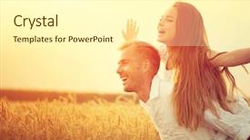 Presentation with outdoors - Cool new presentation theme with sunburst - happy couple having fun outdoors backdrop and a white colored foreground
