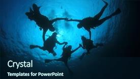  Presentation with scuba diving - Slides consisting of sunburst - scuba diving - group background and a navy blue colored foreground