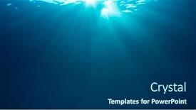  Presentation with ocean surface - Beautiful PPT theme featuring sunburst-on-surface-of-blue backdrop and a dark gray colored foreground