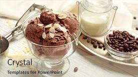  Presentation with ice cream sundae - PPT theme with sundae - delicious chocolate ice cream background and a soft green colored foreground