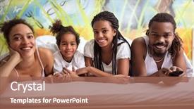  Presentation with bed - Colorful slide set enhanced with sunday morning - happy family leisure in bed backdrop and a  colored foreground