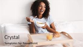  Presentation with lactation young woman breastfeeding - Colorful PPT theme enhanced with sunday morning - laughing young african woman having backdrop and a soft green colored foreground