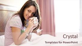  Presentation with bed - Colorful PPT layouts enhanced with sunday morning - young beautiful woman in bed backdrop and a lemonade colored foreground