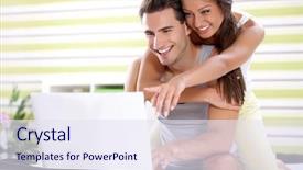  Presentation with catholic couple silhouette of young - Audience pleasing presentation theme consisting of sunday morning - young couple embracing and together backdrop and a sky blue colored foreground