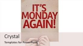  Presentation with deck of card - Presentation design consisting of sunday school - it's monday again card isolated background and a lemonade colored foreground