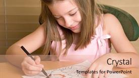  Presentation with jesus - PPT layouts enhanced with sunday school - little girl coloring a picture background and a coral colored foreground