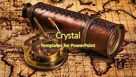  Presentation with vintage world travel - Cool new slide deck with sundial and spyglass on ancient backdrop and a tawny brown colored foreground