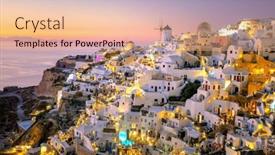  Presentation with greek - Slide deck consisting of sundown-evening-view-of-traditional background and a coral colored foreground