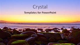  Presentation with stones - Audience pleasing PPT layouts consisting of sundown-over-the-ocean backdrop and a light blue colored foreground