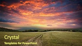  Presentation with rainbow over road - PPT layouts with sunet over dirt road background and a tawny brown colored foreground