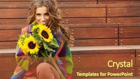  Presentation with autumn - Beautiful slides featuring sunflower background - autumn fashion woman with flowers backdrop and a red colored foreground