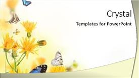  Presentation with butterflies - Amazing PPT theme having flower background with exotic butterflies backdrop and a white colored foreground