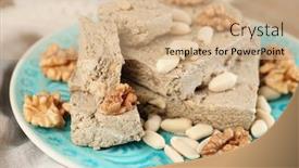  Presentation with halva - Colorful presentation design enhanced with sunflower-halva-with-nuts backdrop and a coral colored foreground