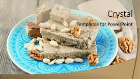  Presentation with halva - Presentation theme with sunflower halva with nuts background and a soft green colored foreground