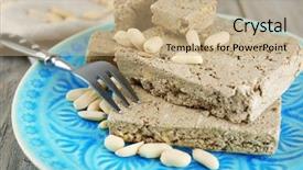  Presentation with halva - Cool new presentation theme with sunflower-halva-with-peanuts backdrop and a coral colored foreground