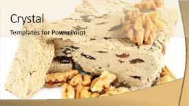 Presentation with halva - PPT layouts enhanced with sunflower halva with raisins background and a lemonade colored foreground