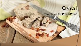  Presentation with halva - PPT theme with sunflower halva with raisins background and a soft green colored foreground