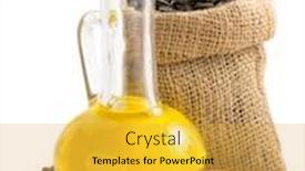  Presentation with oil seeds - Slide deck having sunflower oil and seeds in bag isolated on white background background and a yellow colored foreground