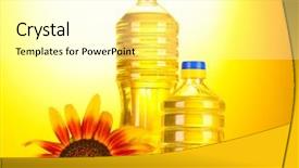  Presentation with cooking oil - Beautiful slide deck featuring sunflower oil and sunflowers backdrop and a blonde colored foreground
