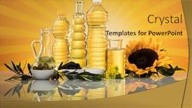  Presentation with cooking oil - Slide set having sunflower-oil-cooking-oils-bottles background and a yellow colored foreground