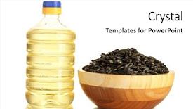  Presentation with oil seeds - Slide set featuring sunflower oil with sunflower seeds isolated on white background background and a white colored foreground