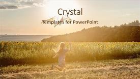  Presentation with kite - Colorful slide deck enhanced with sunflower rainbow - little cute girl flying backdrop and a  colored foreground