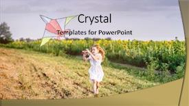  Presentation with white dove flying - PPT theme featuring sunflower rainbow - little cute girl background and a  colored foreground