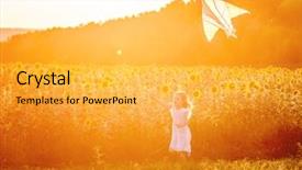  Presentation with flying - Audience pleasing PPT theme consisting of sunflower rainbow - little cute girl backdrop and a  colored foreground