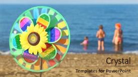  Presentation with pinwheel - PPT layouts enhanced with sunflower rainbow - multicolored pinwheel toy with flower background and a coral colored foreground