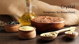  Presentation with sesame seed oil - Slide deck with sunflower seeds with oil background and a coral colored foreground