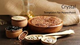  Presentation with sesame seed oil - PPT theme featuring sunflower seeds with oil background and a  colored foreground