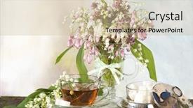  Presentation with tea tpes - PPT layouts enhanced with sunflowers in vase and tea background and a soft green colored foreground