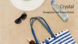  Presentation with beach bag - Beautiful presentation theme featuring sunglasses and hat on sand backdrop and a lemonade colored foreground