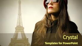  Presentation with eiffel tower - Colorful slide deck enhanced with sunglasses and hat with eiffel backdrop and a tawny brown colored foreground