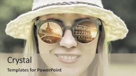  Presentation with human resource management images - Slide set with sunglasses and hat with traval background and a  colored foreground