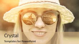  Presentation with images of water - Colorful PPT theme enhanced with sunglasses and hat with traval backdrop and a  colored foreground