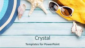  Presentation with top hat - Audience pleasing presentation consisting of sunglasses and starfish on wooden backdrop and a sky blue colored foreground