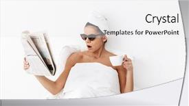  Presentation with newspaper - Slide set having sunglasses drinking coffee read newspaper background and a white colored foreground