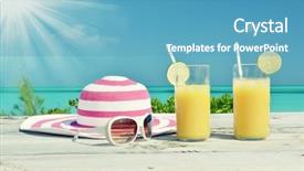  Presentation with orange juice - Cool new PPT theme with sunglasses hat and orange juice backdrop and a teal colored foreground