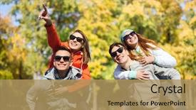  Presentation with season - Beautiful slide deck featuring sunglasses having fun over autumn backdrop and a coral colored foreground