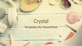  Presentation with passport travel - Presentation design enhanced with sunglasses headphones passport and seashell background and a cream colored foreground