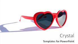  Presentation with valentines day - PPT layouts having sunglasses-heart-shaped-sunglasses-red background and a white colored foreground