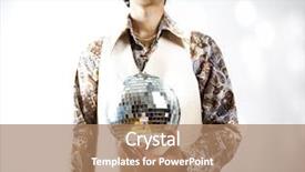  Presentation with 70s - Audience pleasing PPT theme consisting of sunglasses holding a disco backdrop and a coral colored foreground