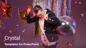  Presentation with disco - Colorful PPT theme enhanced with sunglasses holding disco ball backdrop and a tawny brown colored foreground