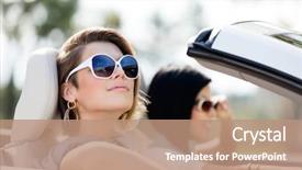  Presentation with girls trip - Beautiful presentation theme featuring sunglasses in the white car backdrop and a coral colored foreground