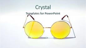  Presentation with costume - Cool new theme with sunglasses isolated on white room backdrop and a sky blue colored foreground