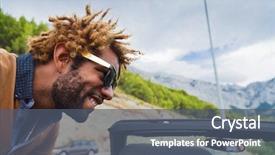  Presentation with black man - Beautiful presentation featuring sunglasses leaning over convertible car backdrop and a ocean colored foreground