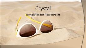  Presentation with focus - Theme consisting of sunglasses on the beach white background and a lemonade colored foreground