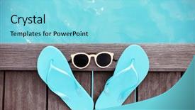  Presentation with sea - Audience pleasing presentation theme consisting of powtoon - flip-flops and sunglasses on wooden backdrop and a  colored foreground