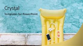  Presentation with blue yellow - Presentation design featuring sunglasses on yellow pool float background and a light blue colored foreground